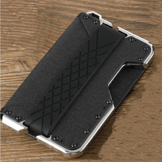 Layer Leather Aluminum Alloy Clamp Pu Metal Card Holder