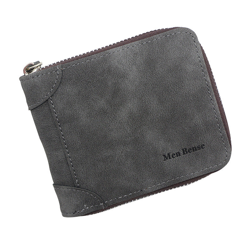 Men's Personalized Short Zipper Two Fold Man's Vintage Men's Wallets