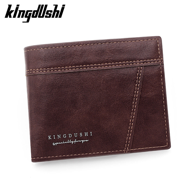 Men's Short Patchwork Hinge Multiple Slots Pocket Men's Wallets