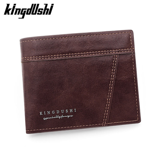 Men's Short Patchwork Hinge Multiple Slots Pocket Men's Wallets