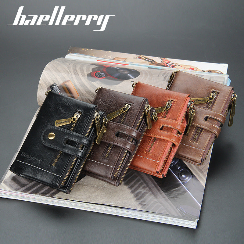 Men's Short High-grade Business Double Zipper Man's Men's Wallet