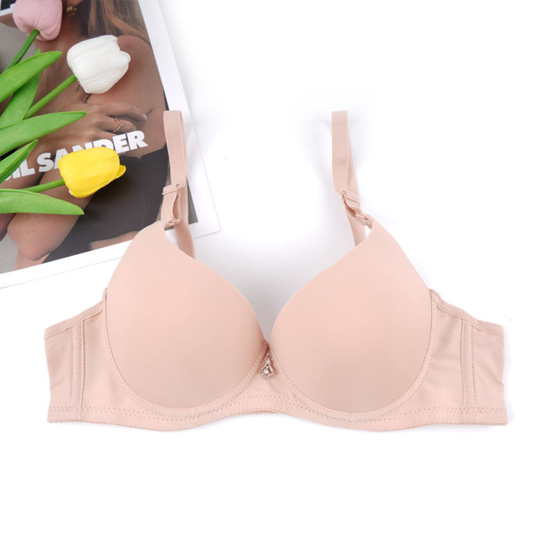 Women's Glossy Solid Color Adjustable Push Up Everyday Bras