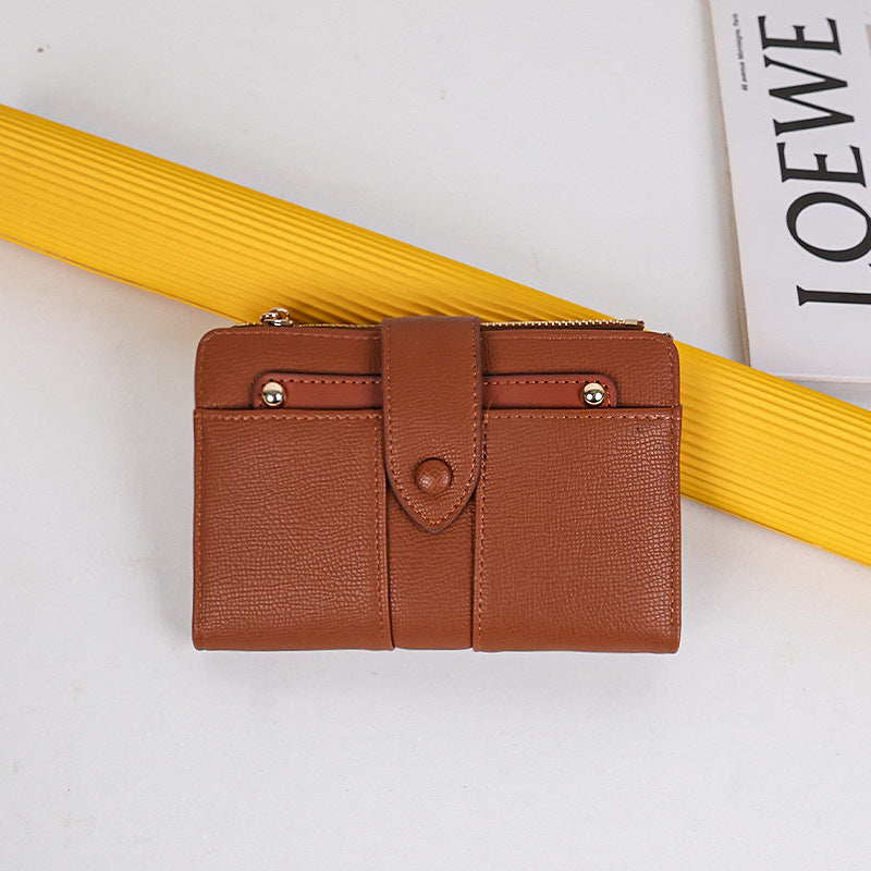 Women's Mid-length Solid Color High-grade Large Capacity Two Fold Folding Card Holder