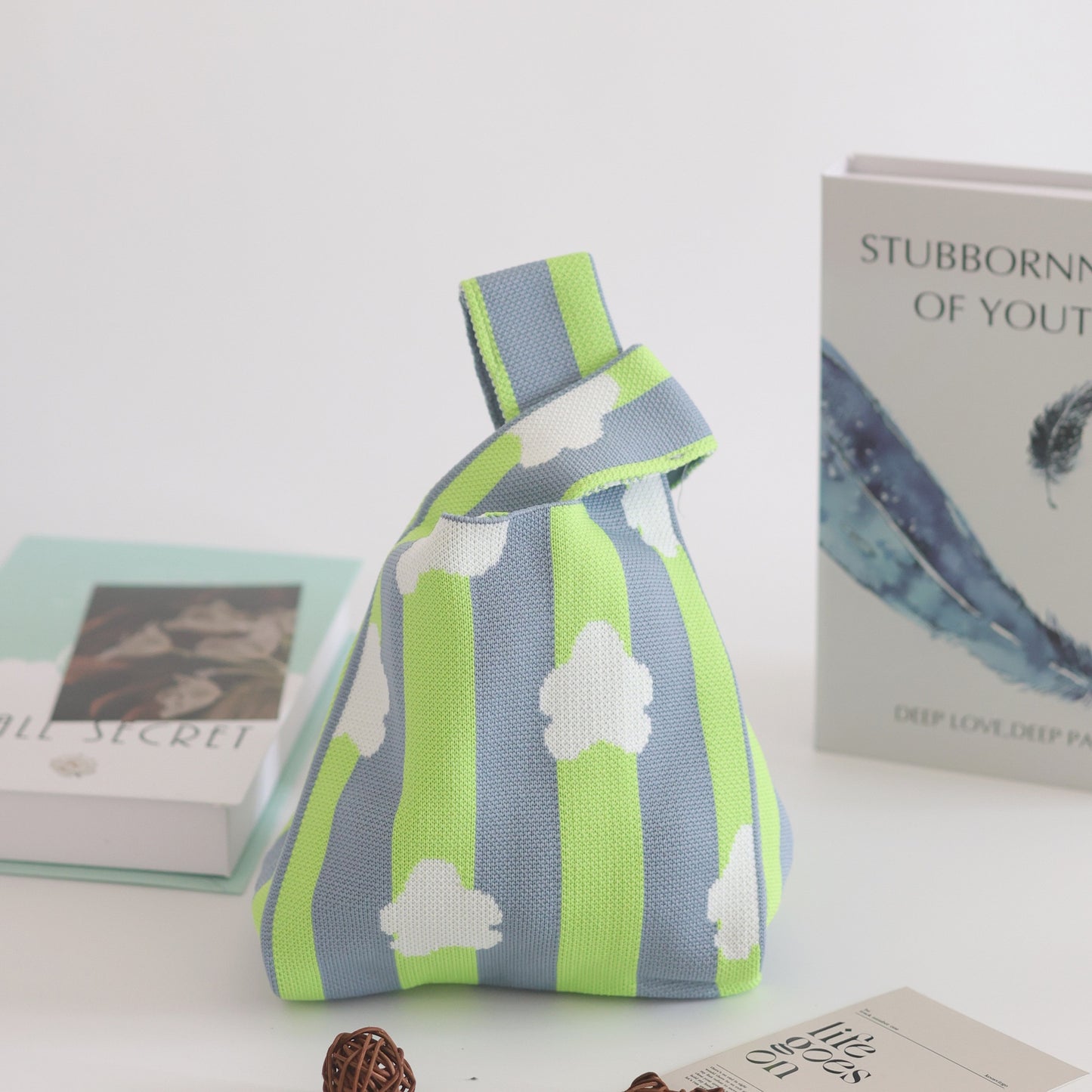 Women's Capacity Striped Knitted Portable Out Bags