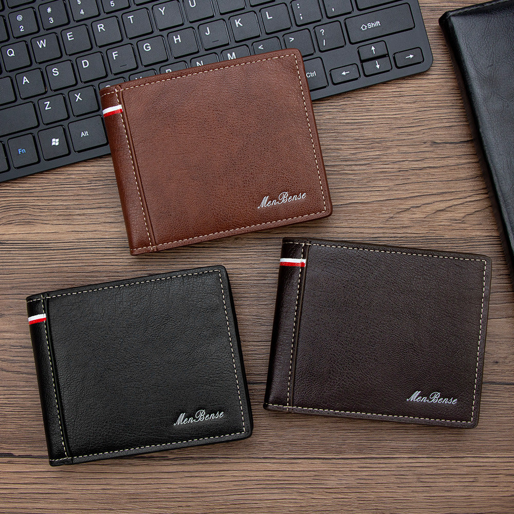 Men's Short Simple Multifunctional Multiple Slots Zipper Purses