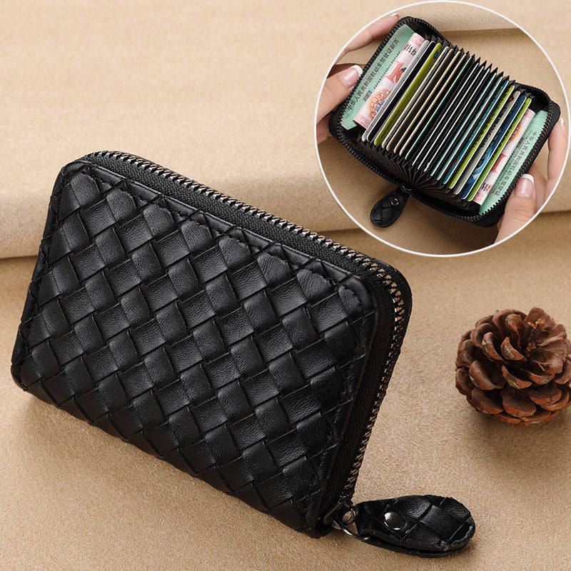 Women's & Men's & Clamp Exquisite Foreskin Texture Woven Card Holder