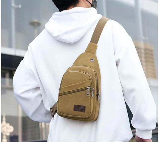 Men's Canvas Diagonal Large Capacity Fashion Korean Men's Chest Bags