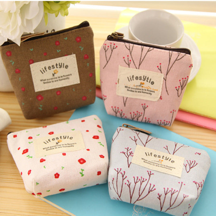 Fresh Floral Pastoral Style Mini Cartoon Coin Purses