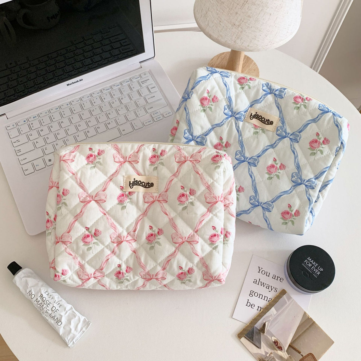 Good-looking Rose Portable Large Capacity Bow Skin Makeup Bag