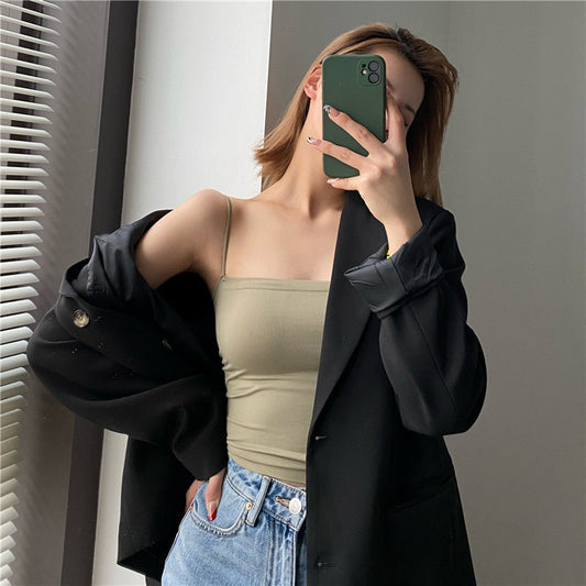 Hot With Chest Pad Fixed Cup Backless Bandeau Vest Tanks Camis