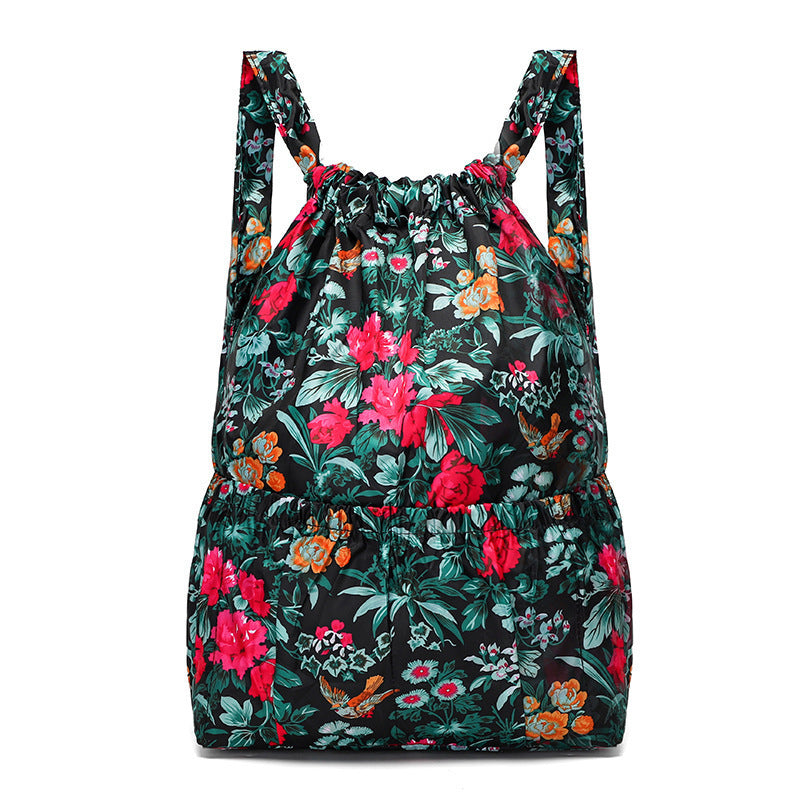Cloth Drawstring Large Capacity Female Foldable Backpacks