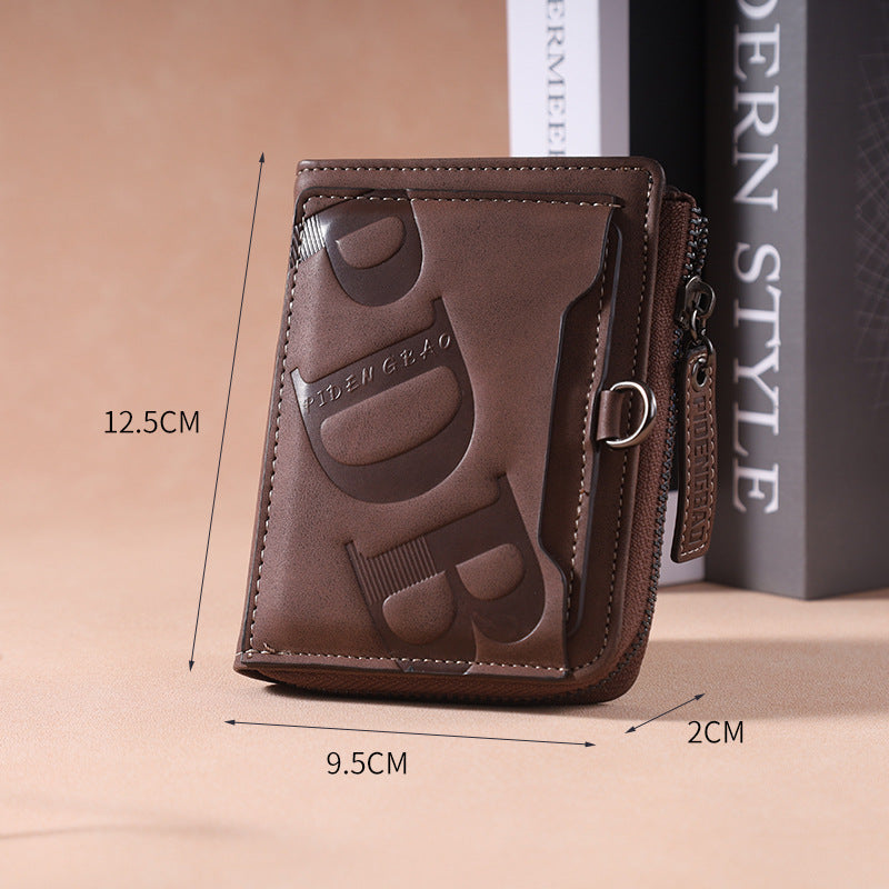 Men's Zipper Multifunctional Large Capacity Leather Printing Bags