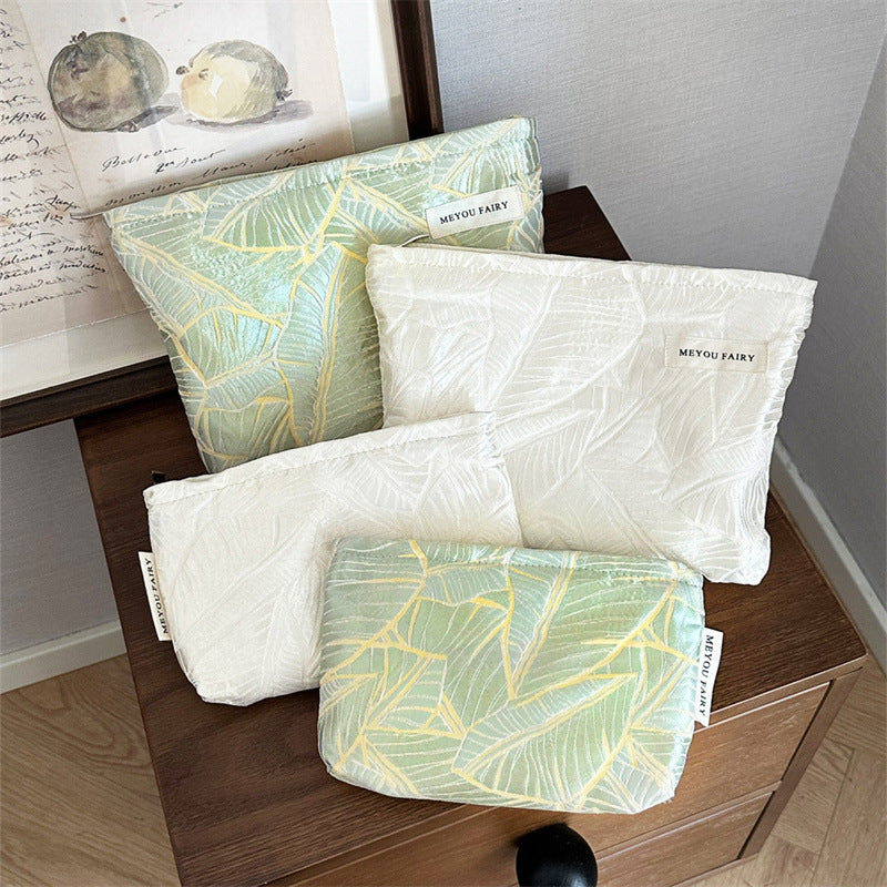 Simple Solid Color Leaves Storage Portable Hand Bags