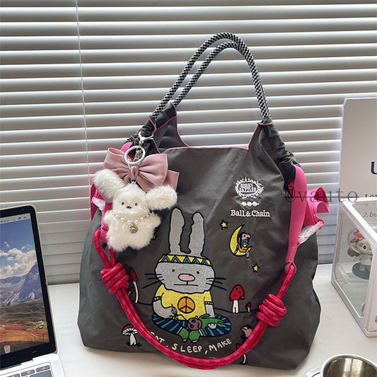 Women's Style Hair Band Rabbit Embroidery Shopping Handbags