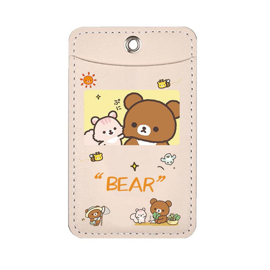 Bear Cartoon Soft Leather Dual Position Door Access Card Holder