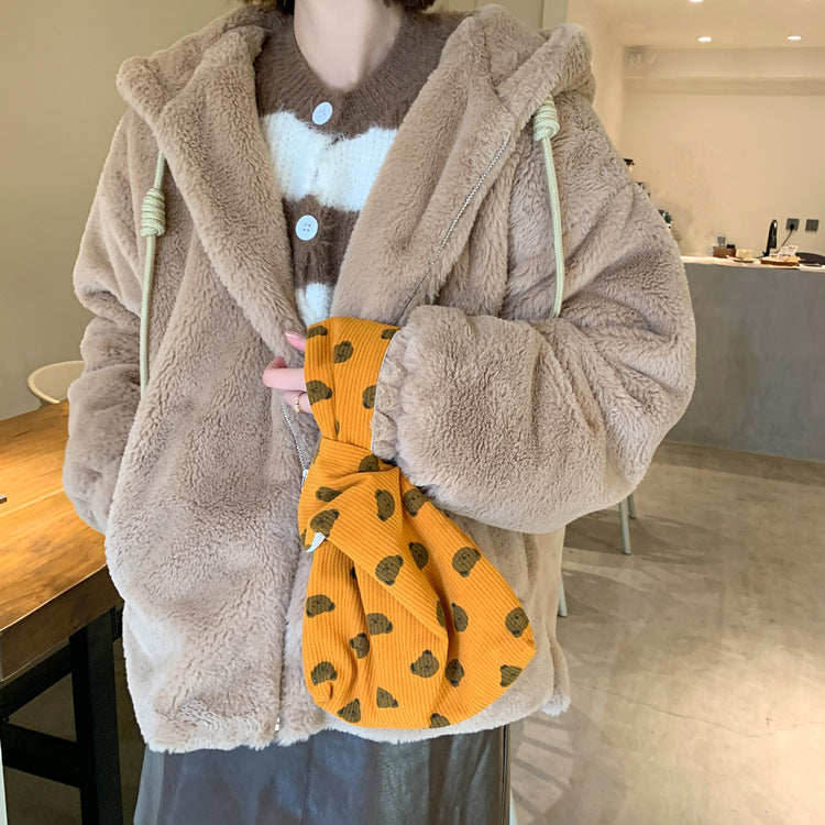 Corduroy Dot Polka Dots Wrist Walking Bags