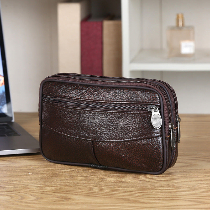 Men's Mobile Leather Business Cowhide Waterproof Cell Men's Waist Packs