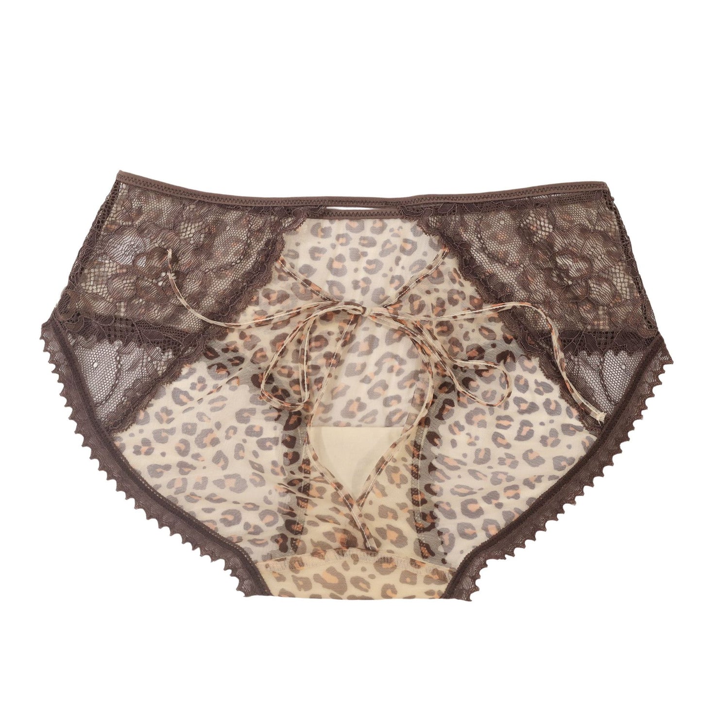 Women's Leopard Print Hollow Out Tied Bow Panties