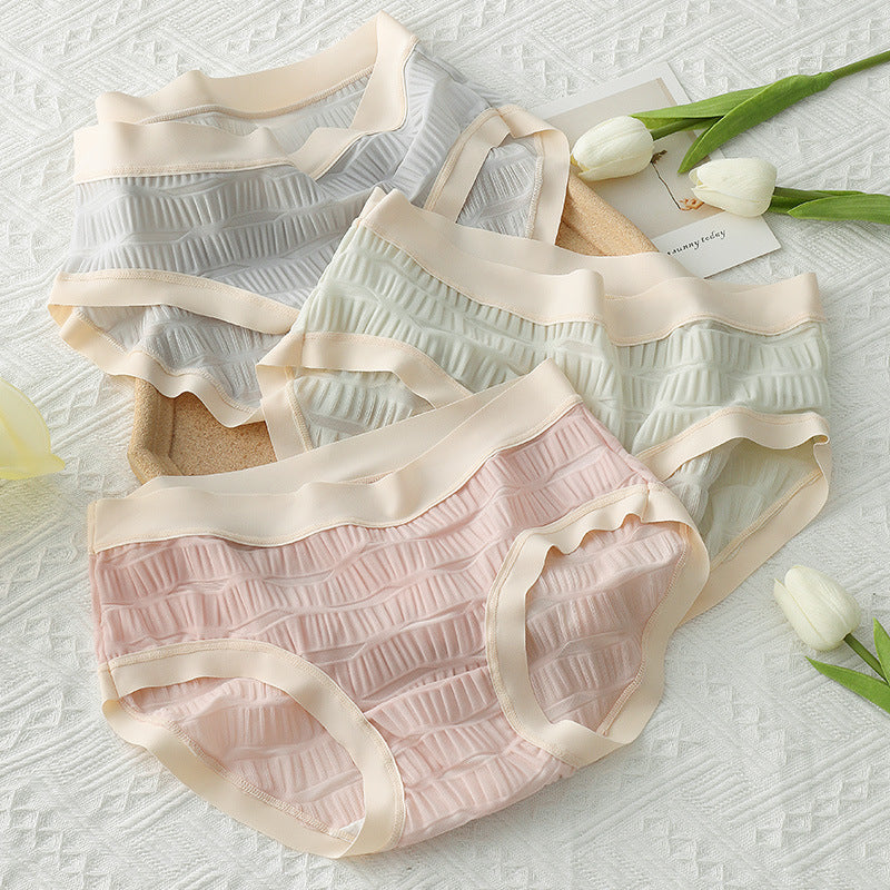 Summer Ice Silk Thin Seersucker Underwear Breathable Panties
