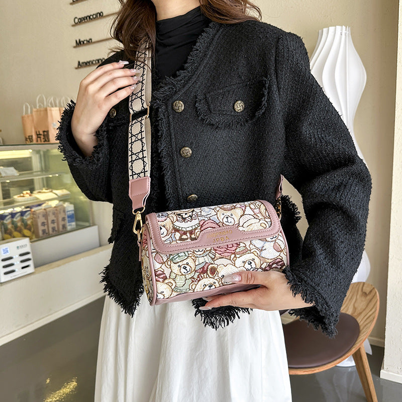 Charming Women's Bear Embroidery Mobile Elegant Crossbody Bags