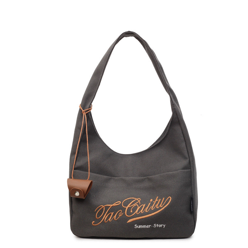 Women's Embroidered Red Canvas Korean Fashion Letters Bags