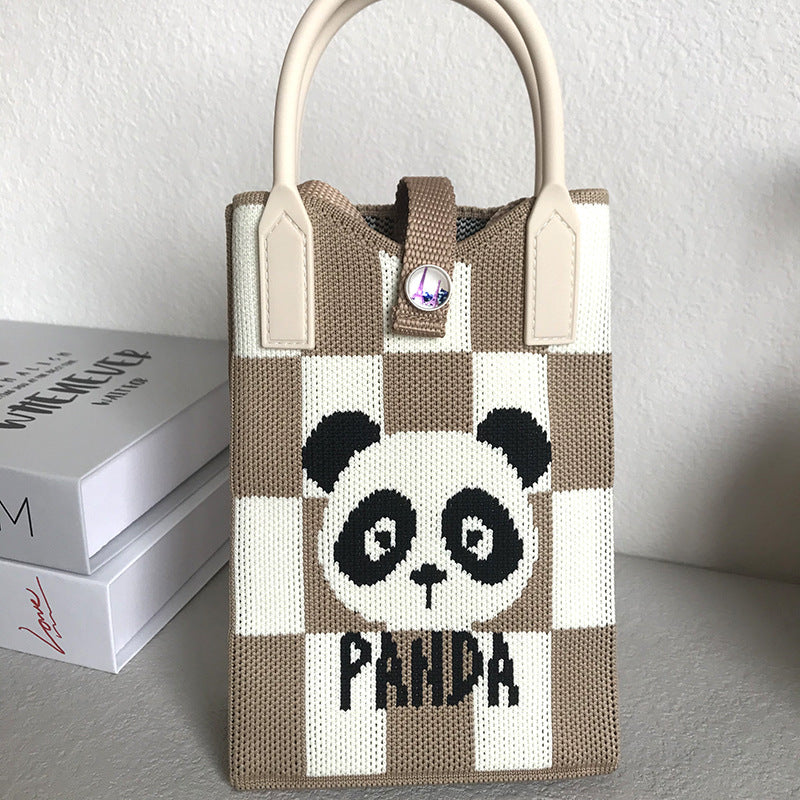 Panda Mobile Knit Personal Leisure Texture Handbags