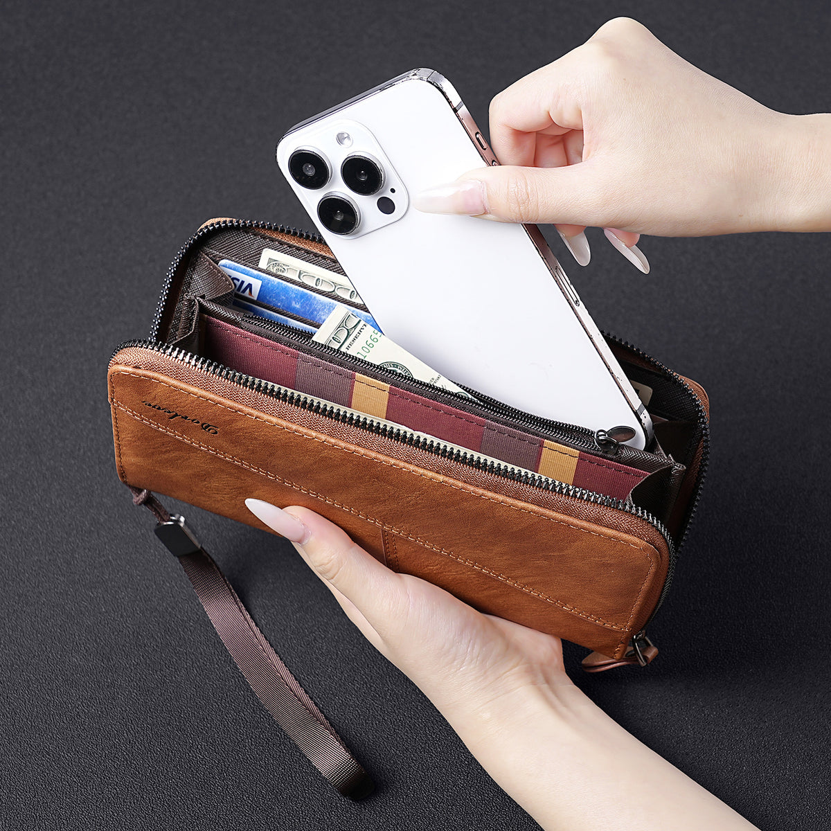 Men's Vintage Large Capacity Long Chain Clutch Men's Wallet