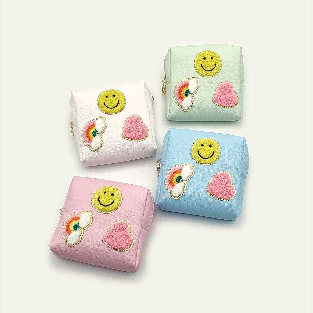 Women's Sanitary Napkin Towel Embroidery Letter Storage Cosmetic Bags