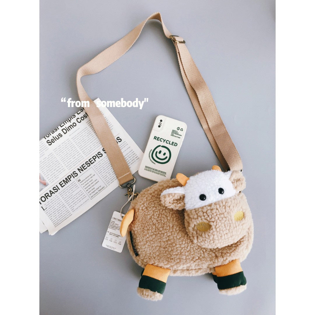 Tricolor Patch Yuan Ye Calf Female Plush Women's Messenger Bag