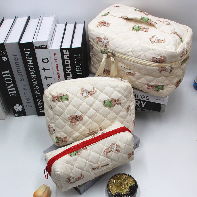 Rabbit Flower Large Capacity Portable Toiletry Cosmetic Bags