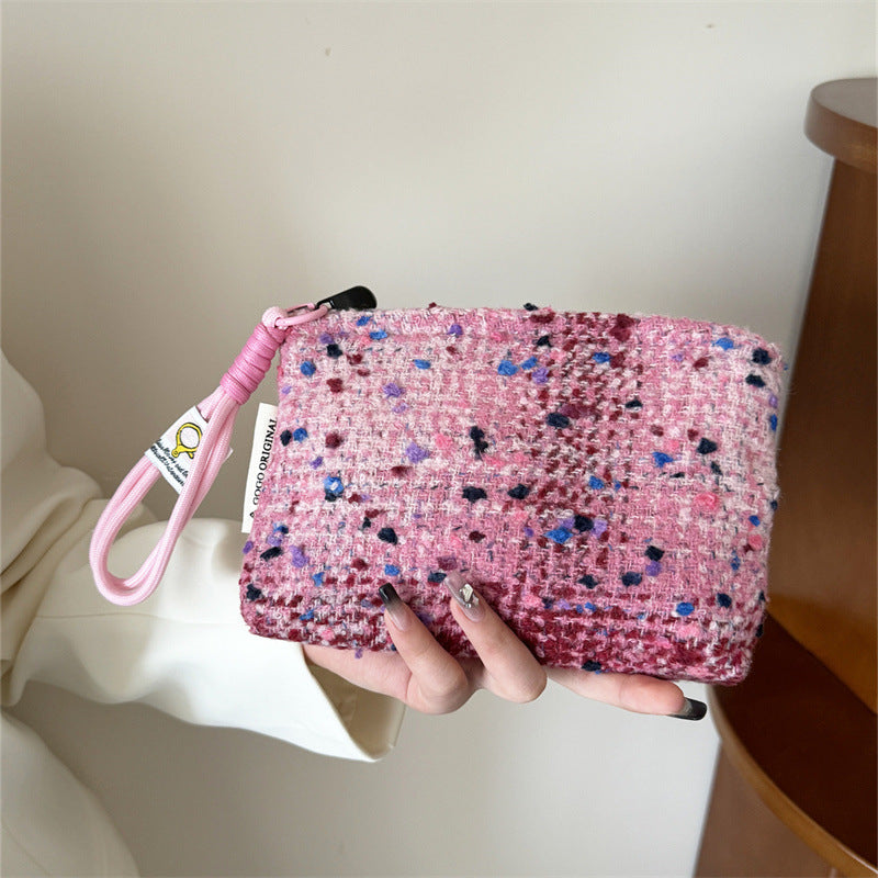 Classic Style Woolen Clutch Sweet Storage Cosmetic Bags
