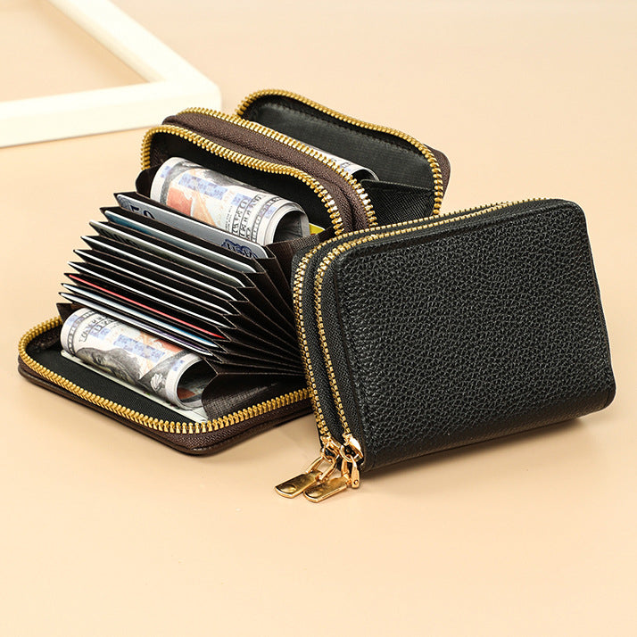 Women's Multifunctional Expanding Double Layer Zipper Large Card Holder