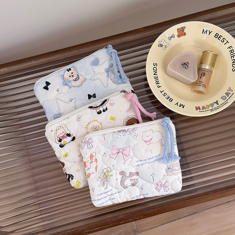 Women's Printed Quilted Weekend Artistic Sanitary Napkin Cotton Bags