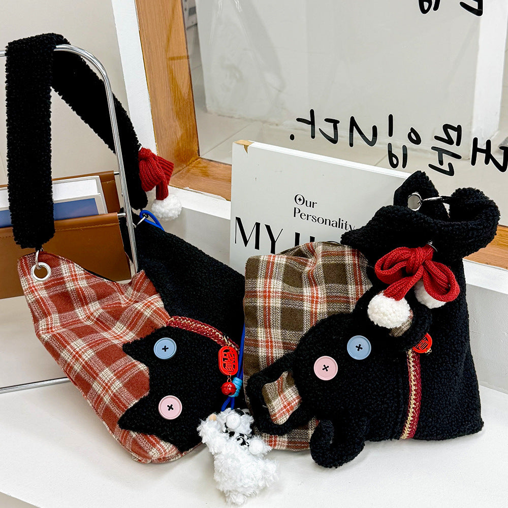 Women's Good-looking Cute Cat Canvas Large Capacity Women's Shoulder Bag