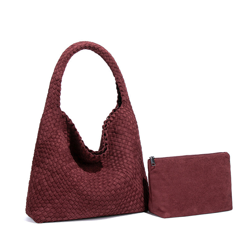 Women's Handmade Woven Idle Style Single Underarm Bucket Bags