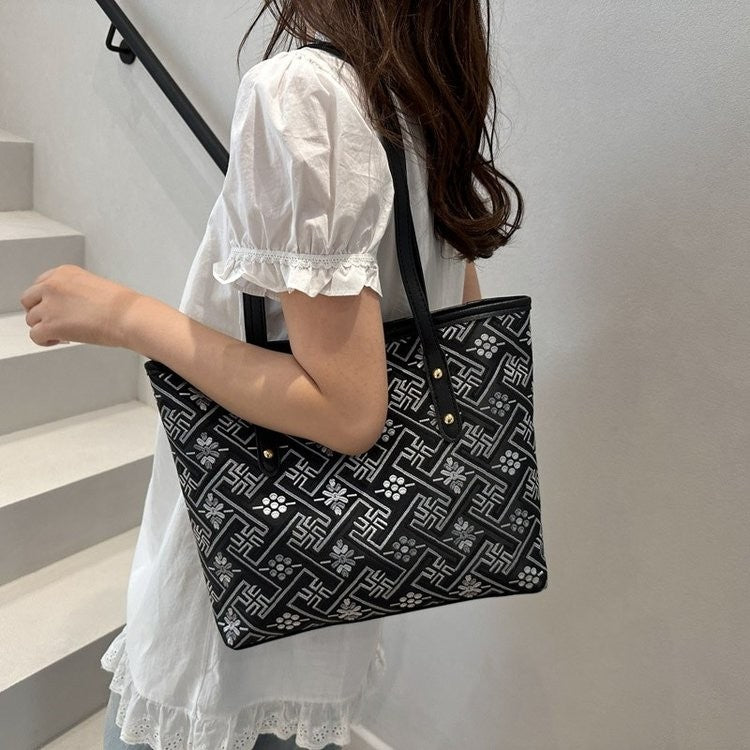 Women's Style Plaid Portable Summer Large Capacity Underarm Women's Shoulder Bag