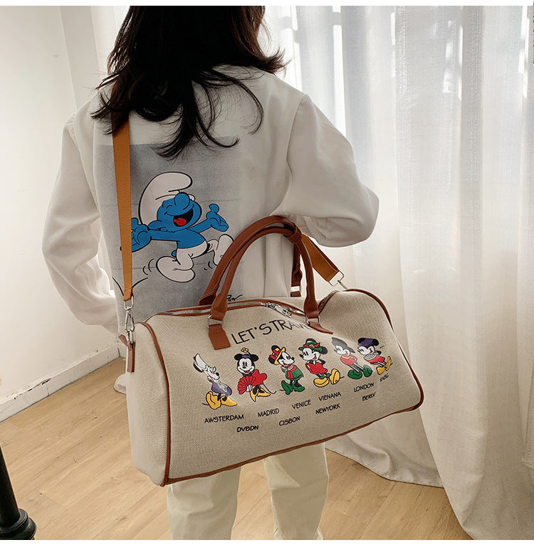 Women's Portable Storage Korean Cartoon Excursion Large Travel Bags