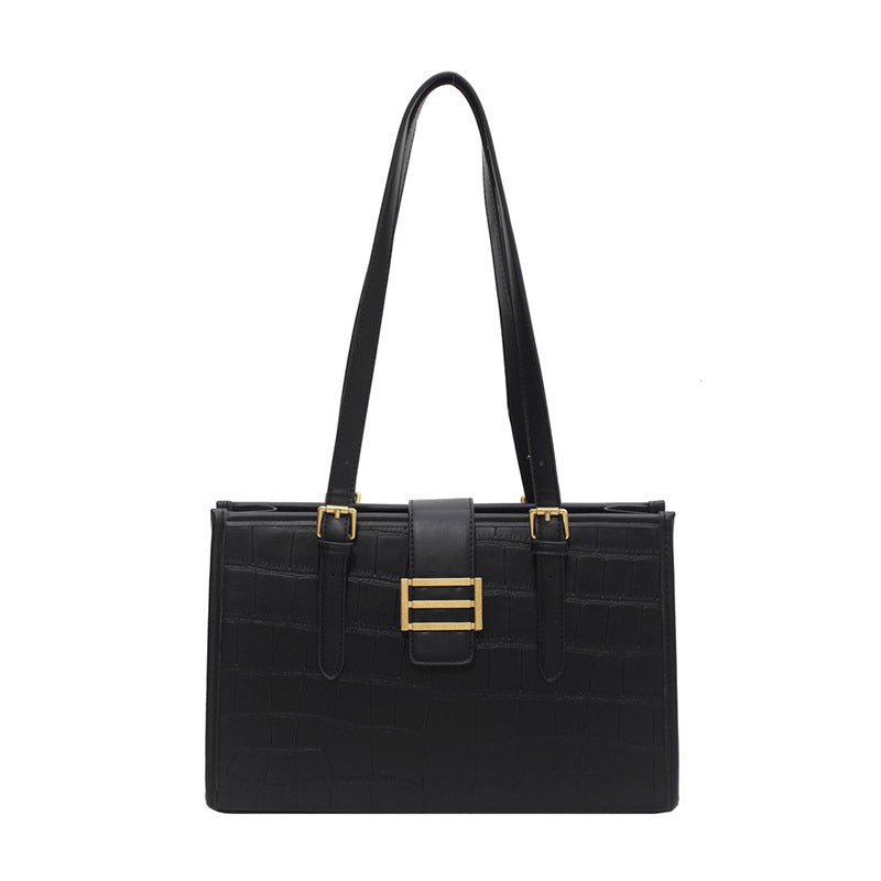 Autumn French Style Large Capacity Female Niche Stone Pattern Fashionable Women's Shoulder Bag