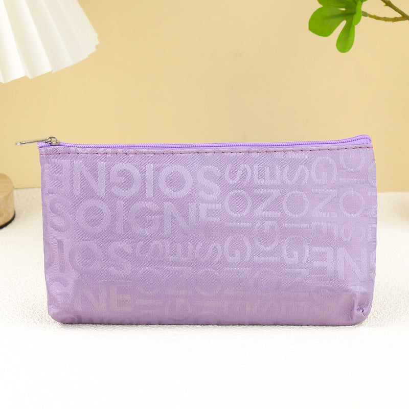 Women's Korean Leisure Letter Jacquard Horizontal Hand-held Cosmetic Bags