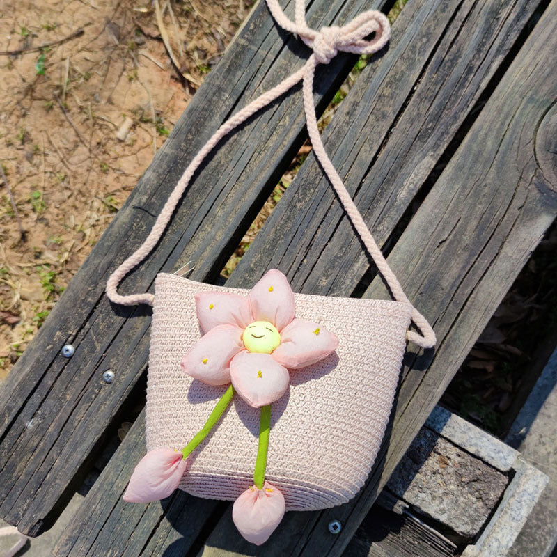 Children's Summer Weaving Straw Cute Mobile Western Phone Bags