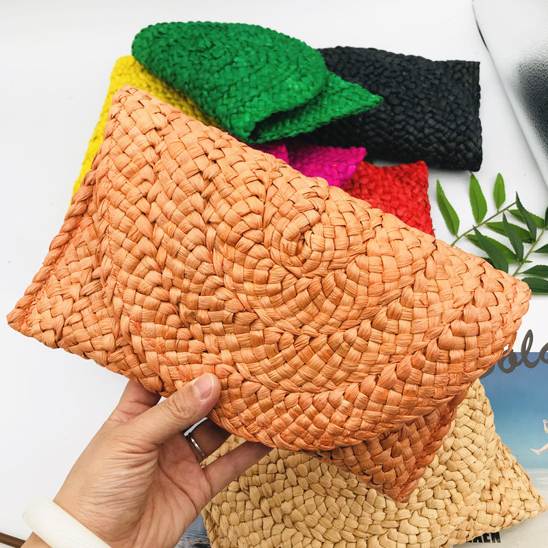 Corn Husk Straw Clutch Female Large Capacity Handbags