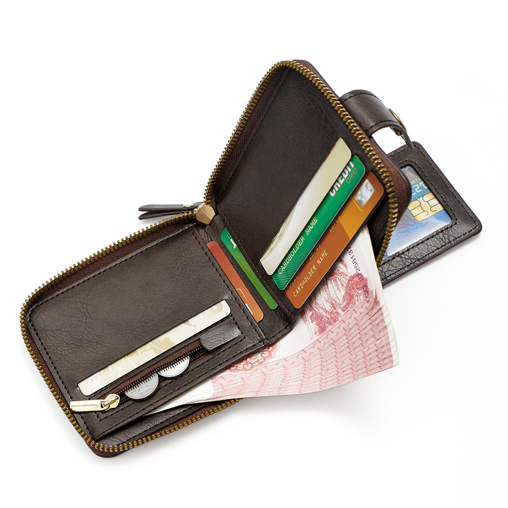 Men's High-grade Retro Zipper Change Storage Hot Men's Wallets