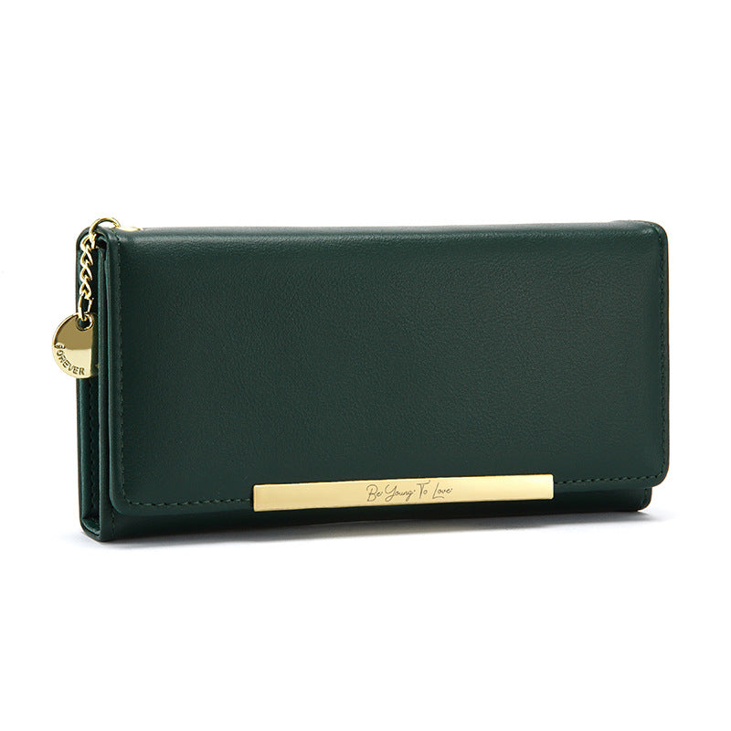 Women's Korean Long Solid Color Two-fold Super Purses