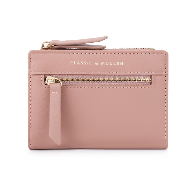 Women's Zipper Folding Short High Sense Design Ladies Wallet