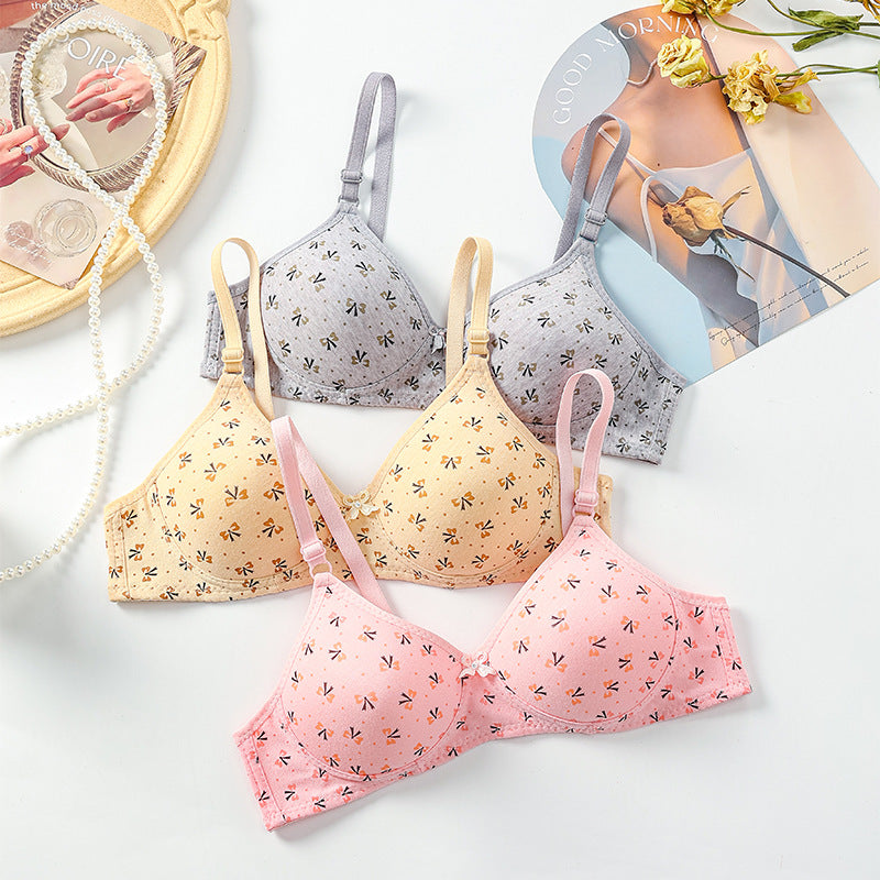 Women's Underwear Printed Thin Two Breasted Wireless Bras