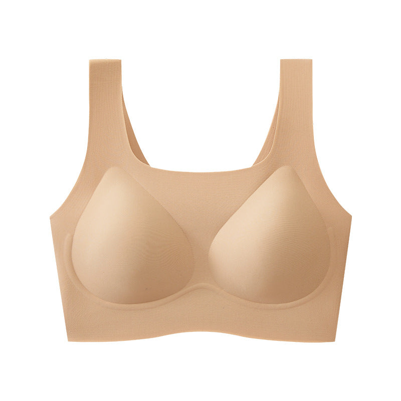 Women's Invisible Seamless Underwear One-piece Padded Cup Small Breast Push Bras