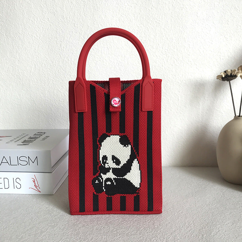 Panda Mobile Knit Personal Leisure Texture Handbags
