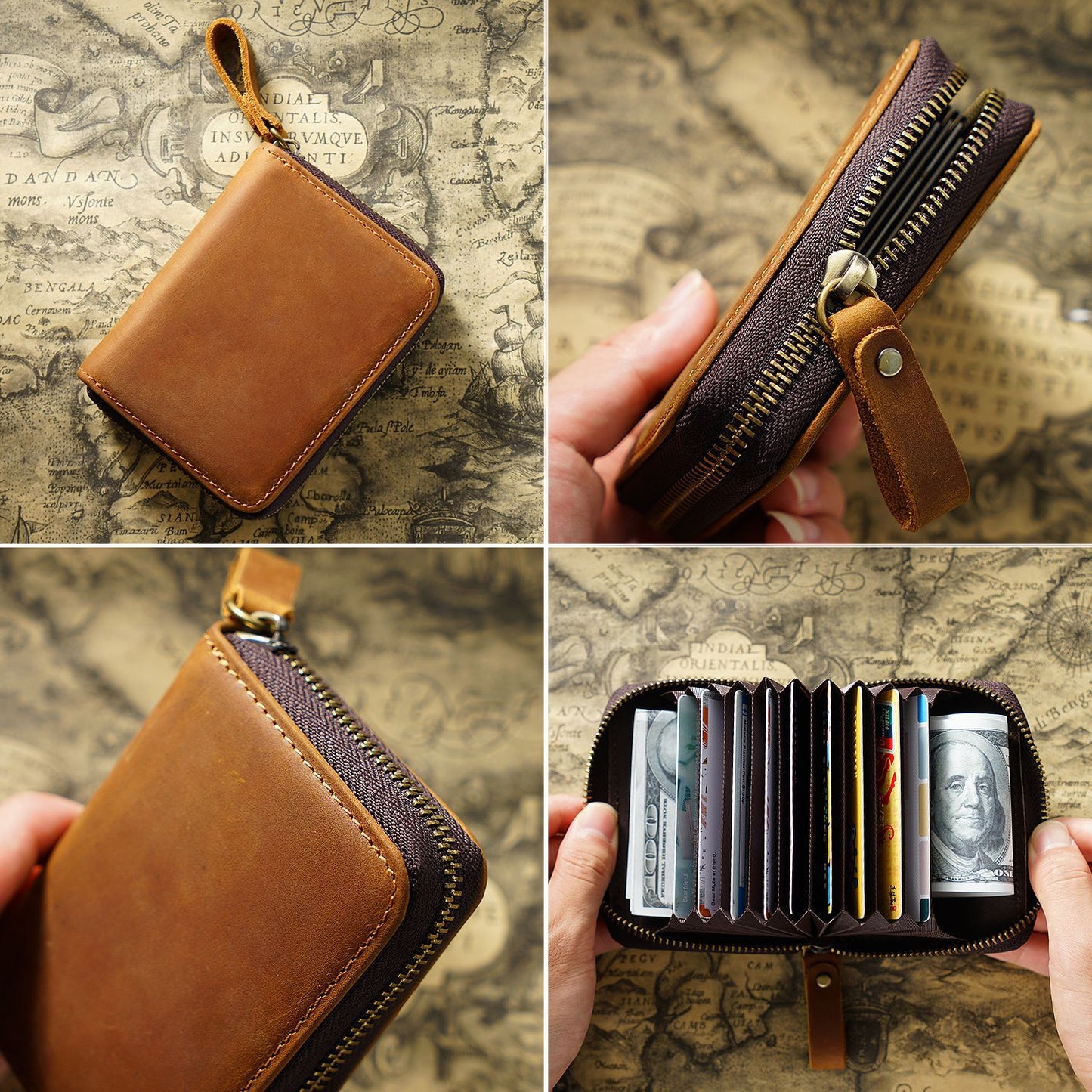 Horse Leather Antimagnetic Large Capacity Position Card Holder