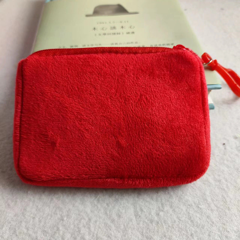 Glamorous Color Candy Plush Earphone Simple Coin Purses