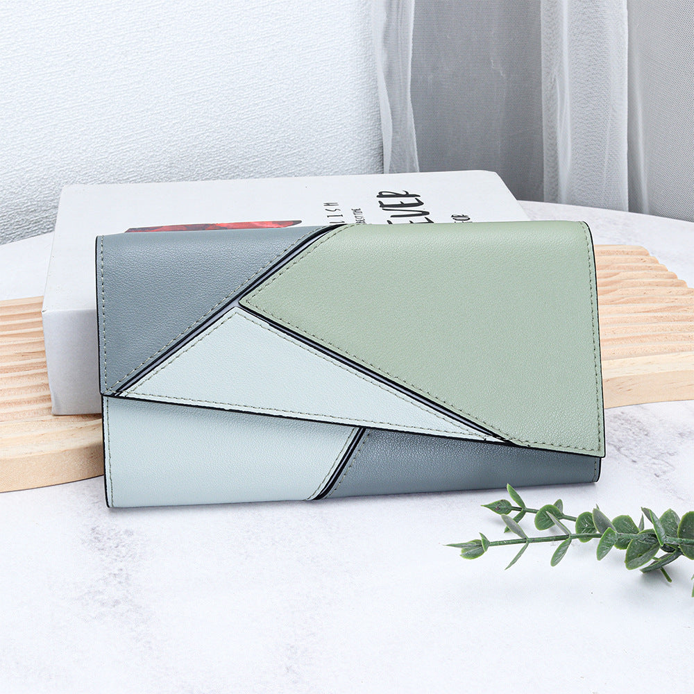Women's Cowhide Stitching Contrast Color Large Capacity Purses